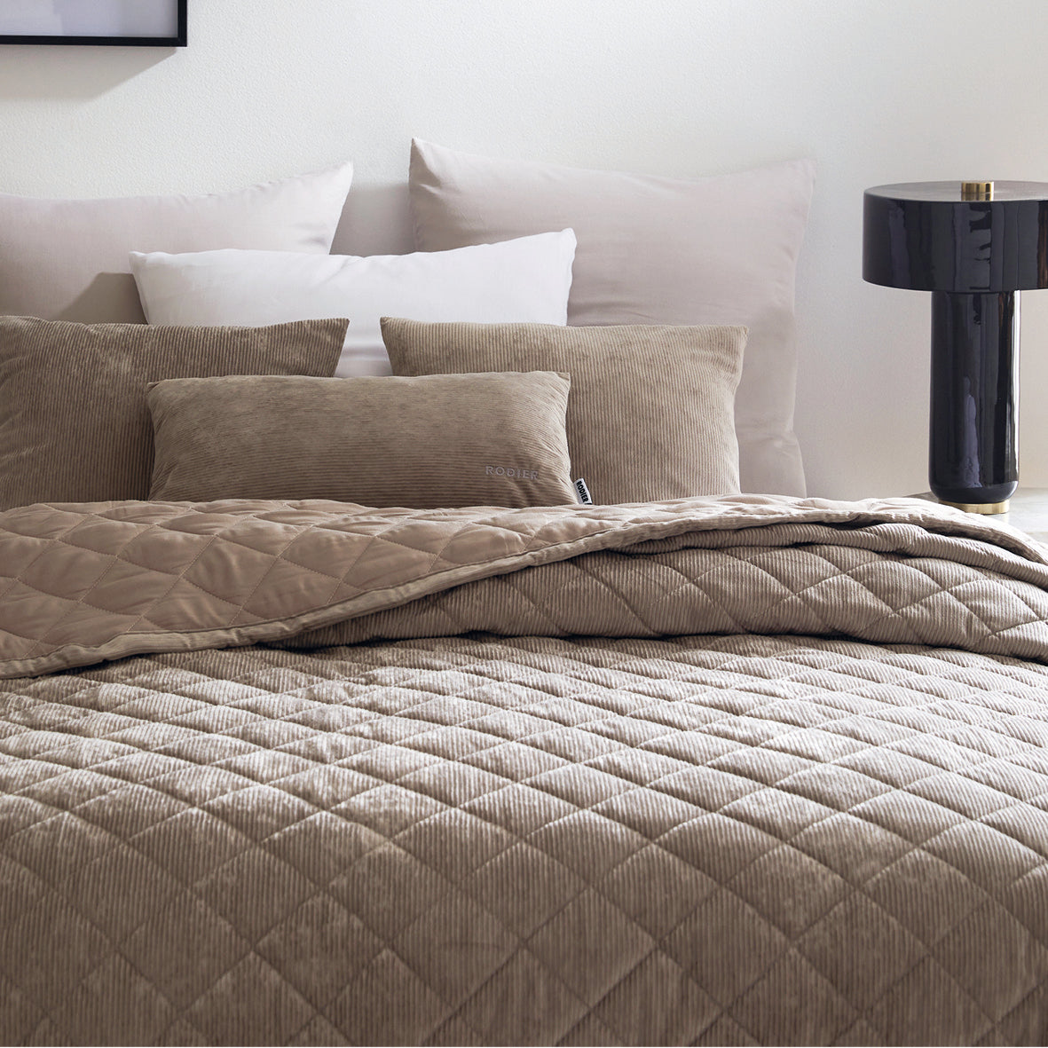 Bedspread corduroy - Diamond Taupe