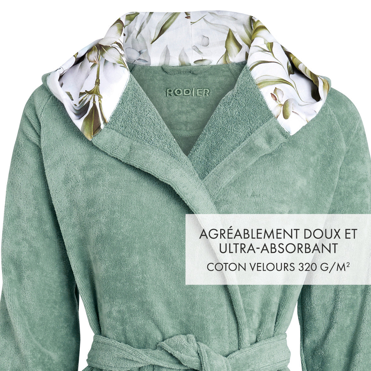 Hooded bathrobe - Jungle Green