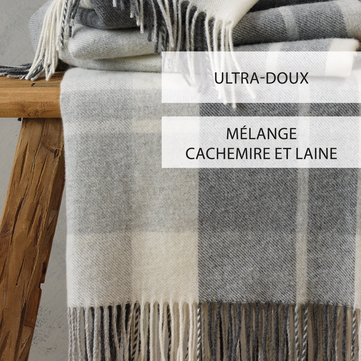 Woven plaid - Tartan White / Grey