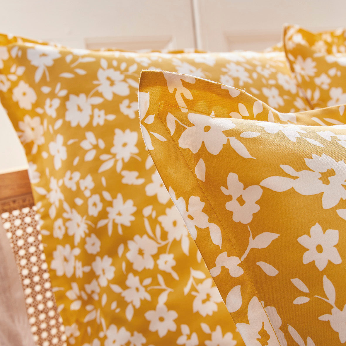 Duvet cover + pillowcase(s) cotton satin - Elégance yellow