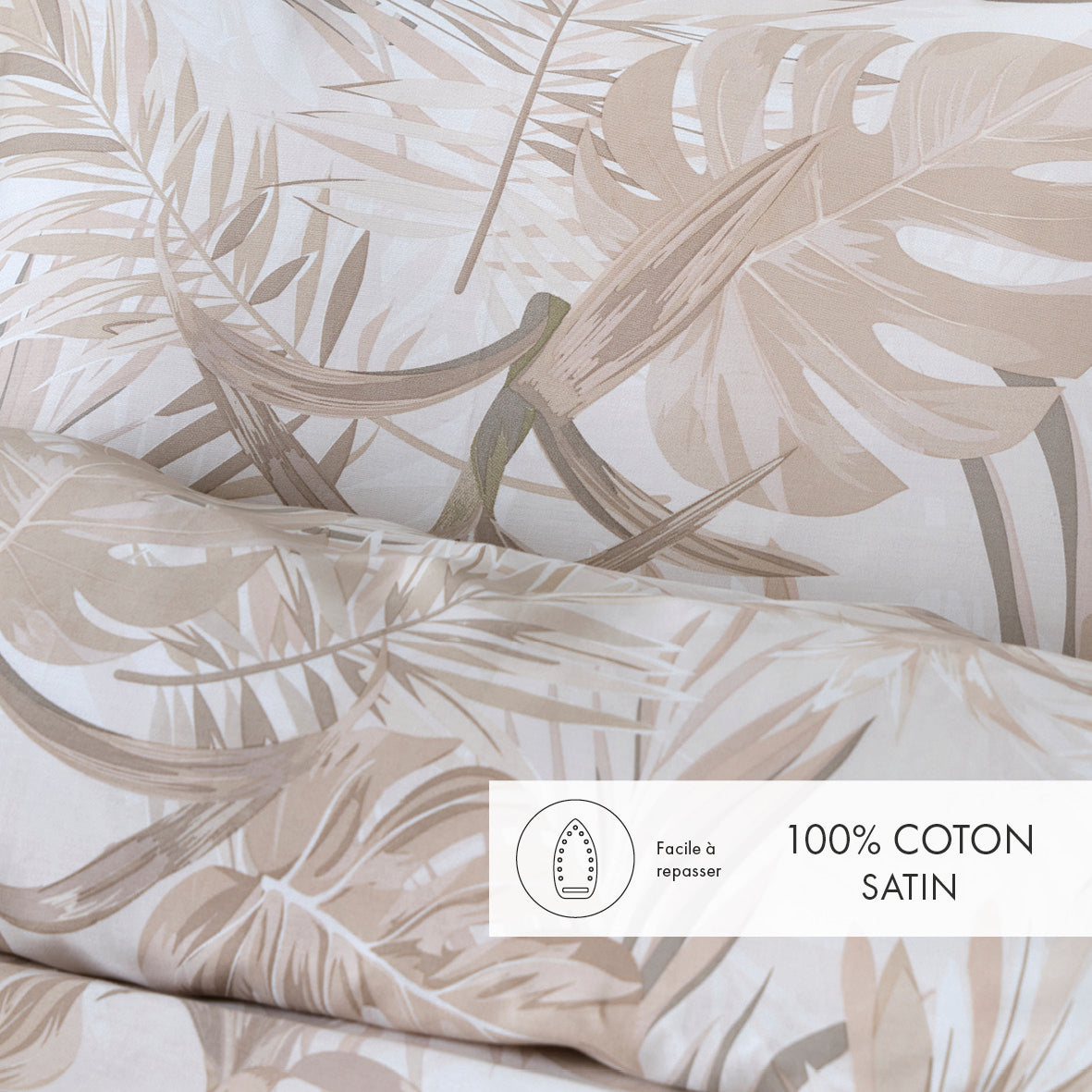 Set of 2 pillowcases cotton satin - Tropical Light taupe