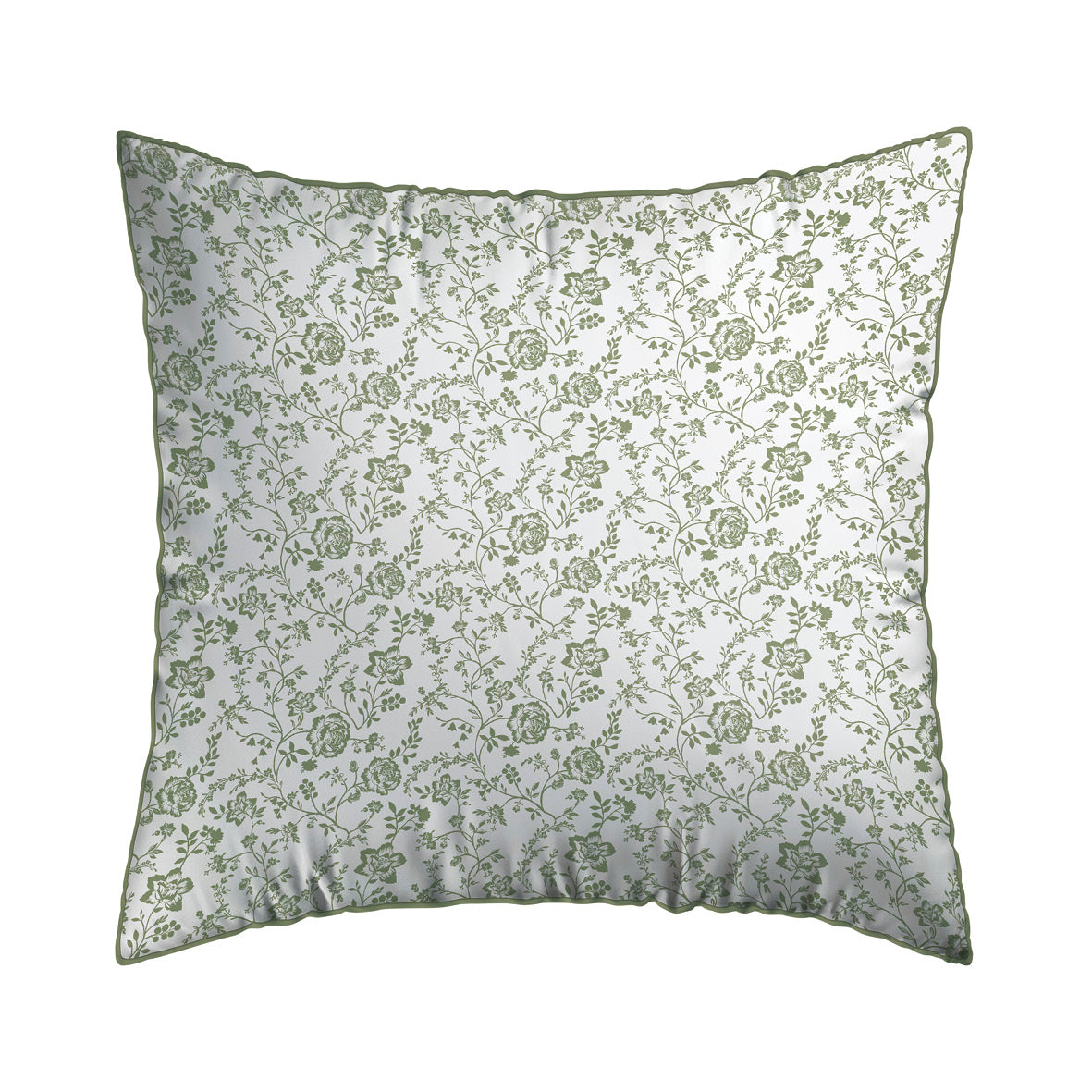 Set of 2 pillowcases cotton satin - Parterre de Roses green