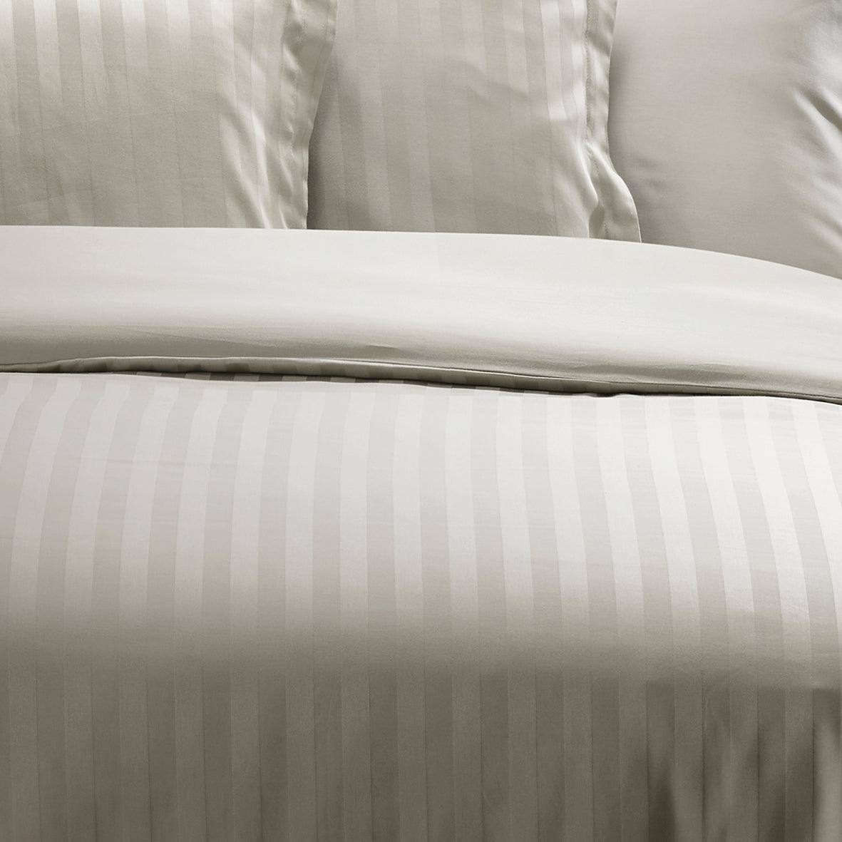 Duvet cover + pillowcase(s) cotton satin dobby stripe woven - Taupe