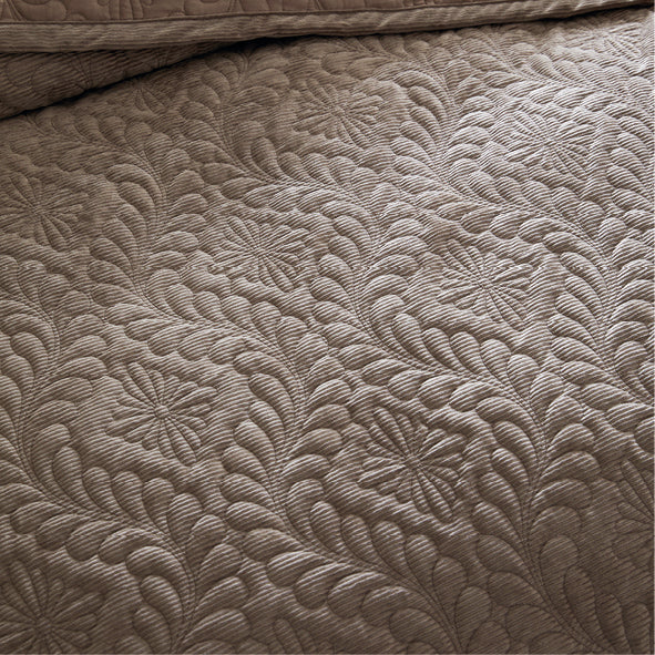 Bedspread corduroy Flower Taupe - 220 x 250 cm