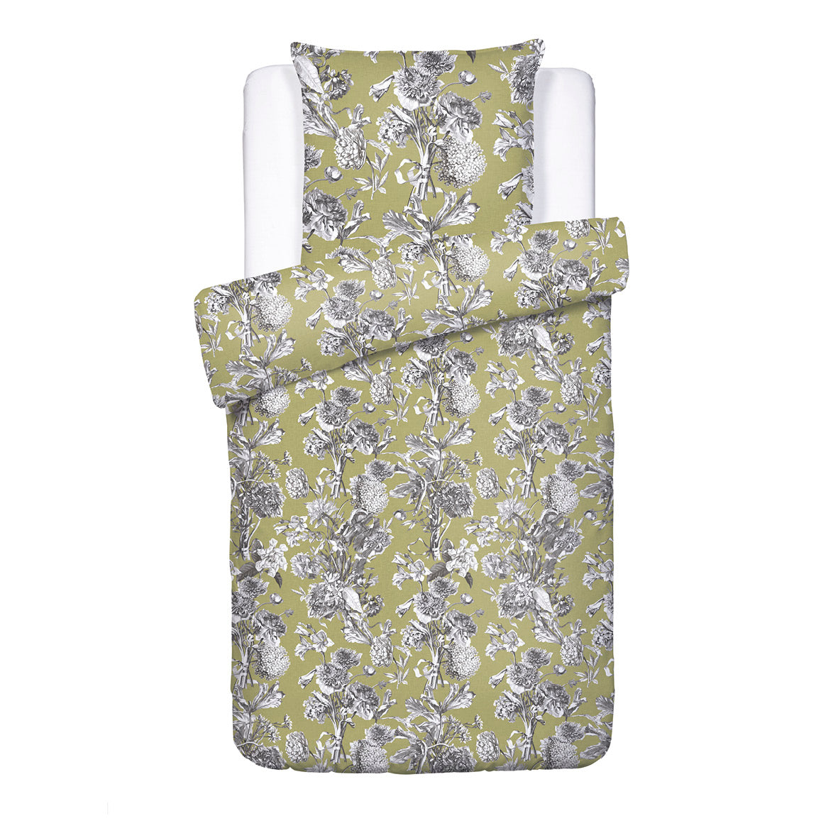 Duvet cover + pillowcase(s) cotton satin - Jardin Botanique Green