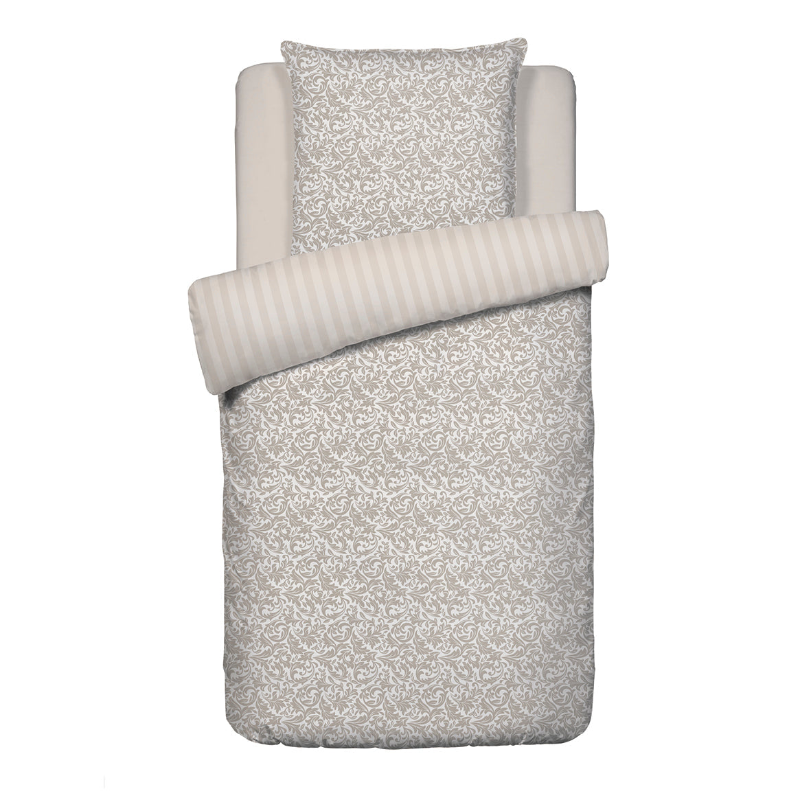 Duvet cover + pillowcase(s) cotton satin - Esprit Damas Taupe 140 x 200 cm + 63 x 63 cm