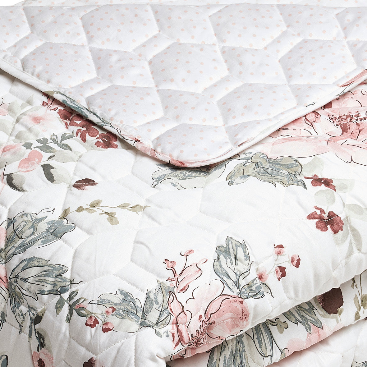 Bedspread in cotton satin - Peony white