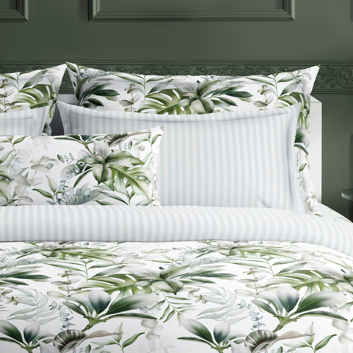 Duvet cover + pillowcase(s) cotton satin - Jardin Exotique white