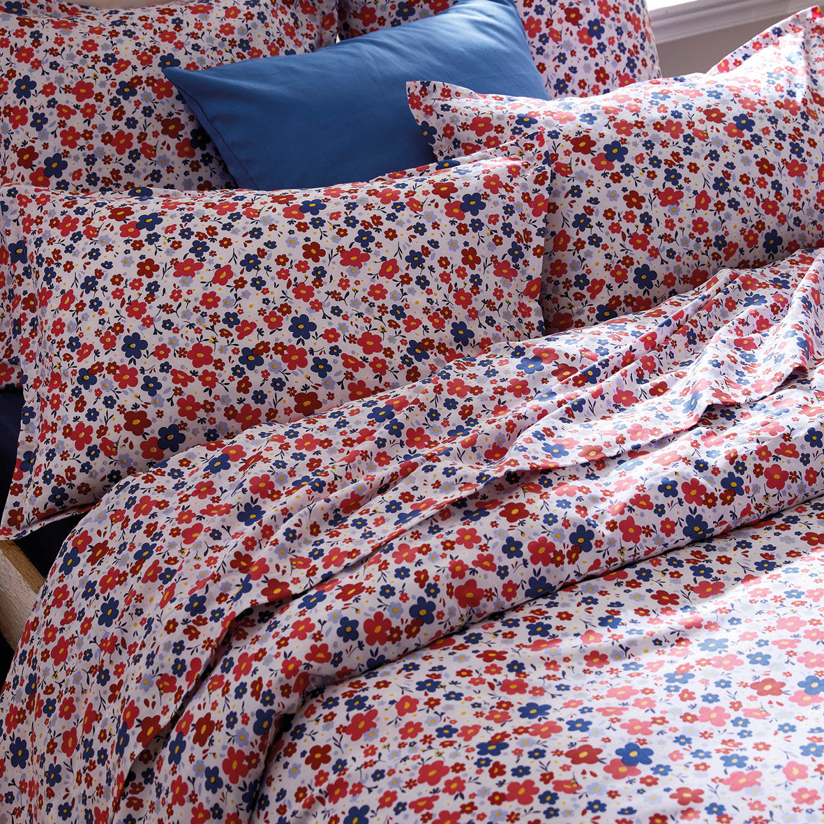 Duvet cover + pillowcase(s) cotton satin - Capucine Blue