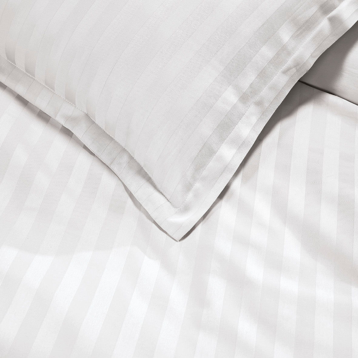 Pillowcase(s) cotton satin dobby stripe woven - White