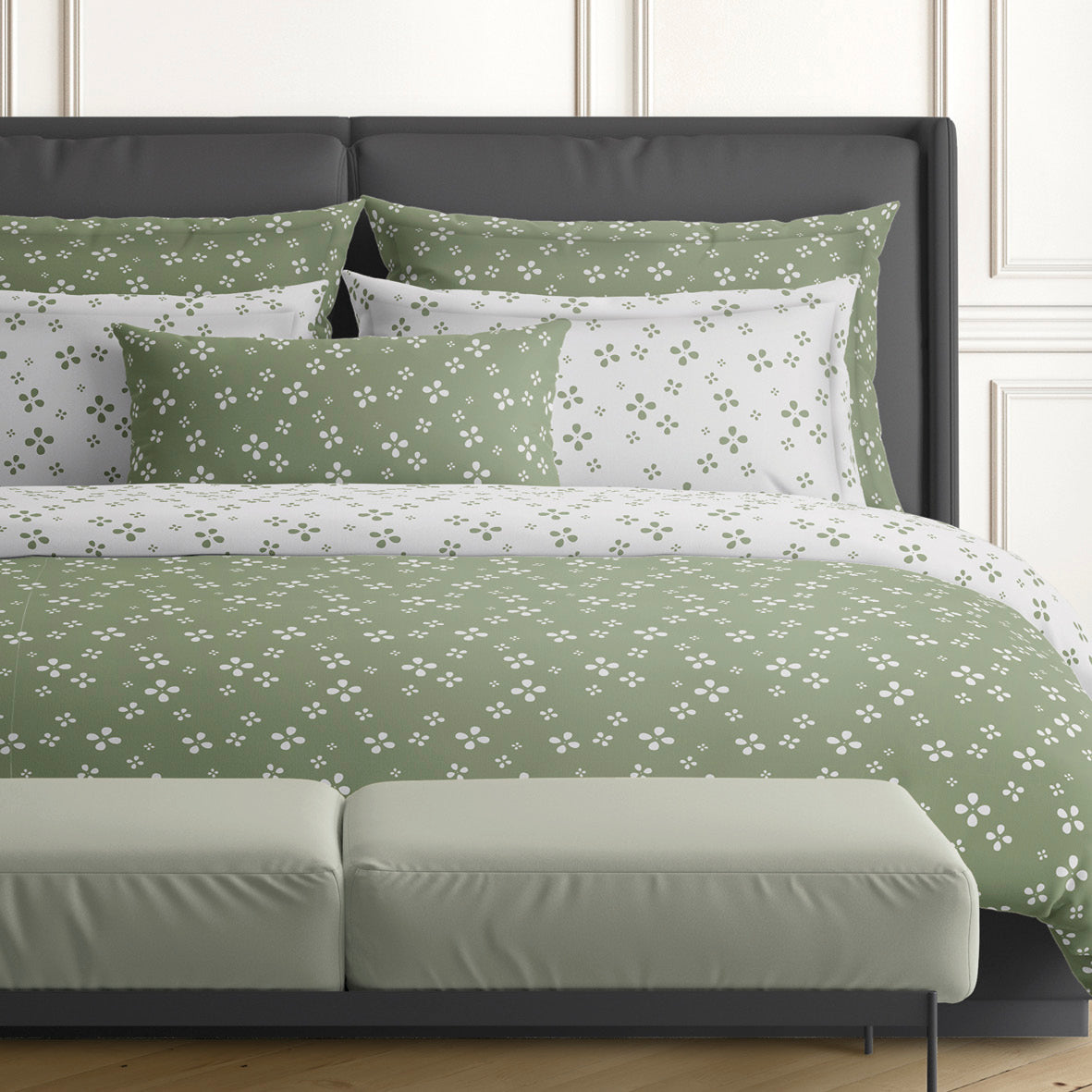 Fitted sheet cotton satin - Mirabelle Green