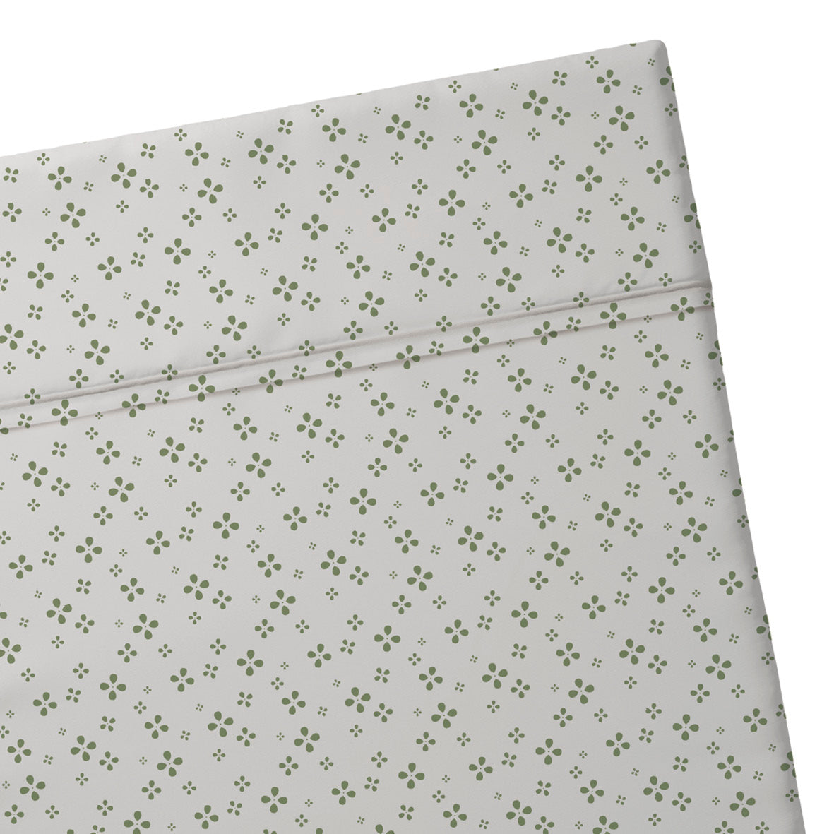 Flat sheet cotton satin - Mirabelle White/green
