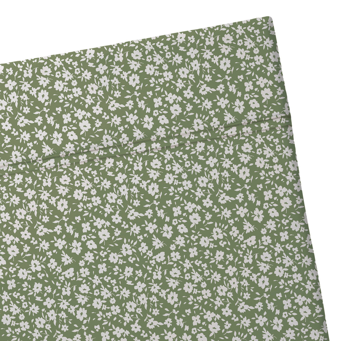 Flat sheet cotton satin Les Yeux de Suzanne Green - 240 x 300 cm