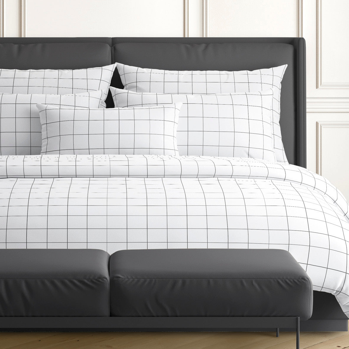 Duvet cover + pillowcase(s) cotton satin - Noa White