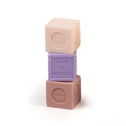Pack de 3 savons de Marseille solides fleuris - 3 x 100 g