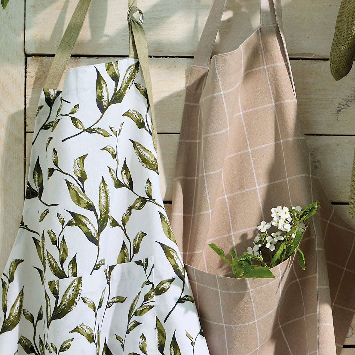 Set of apron, oven mitt and potholder Natur'elle White - 60 x 90 cm + 17 x 32 cm + 20 x 20 cm