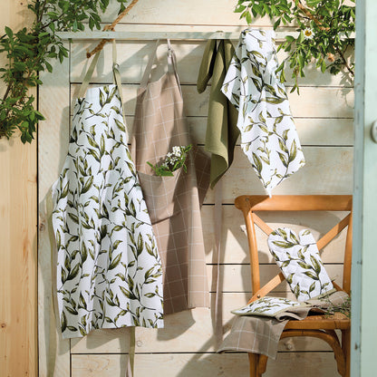 Set of apron, oven mitt and potholder Natur'elle White - 60 x 90 cm + 17 x 32 cm + 20 x 20 cm