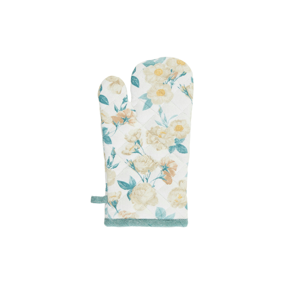 Set of apron, oven mitt and potholder  Calme floral White - 60 x 90 cm + 17 x 32 cm + 20 x 20 cm