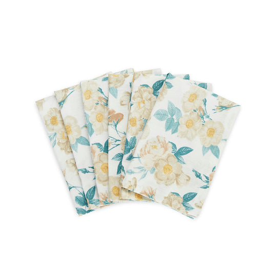 Set of 6 napkins Calme floral White - 40 x 40 cm