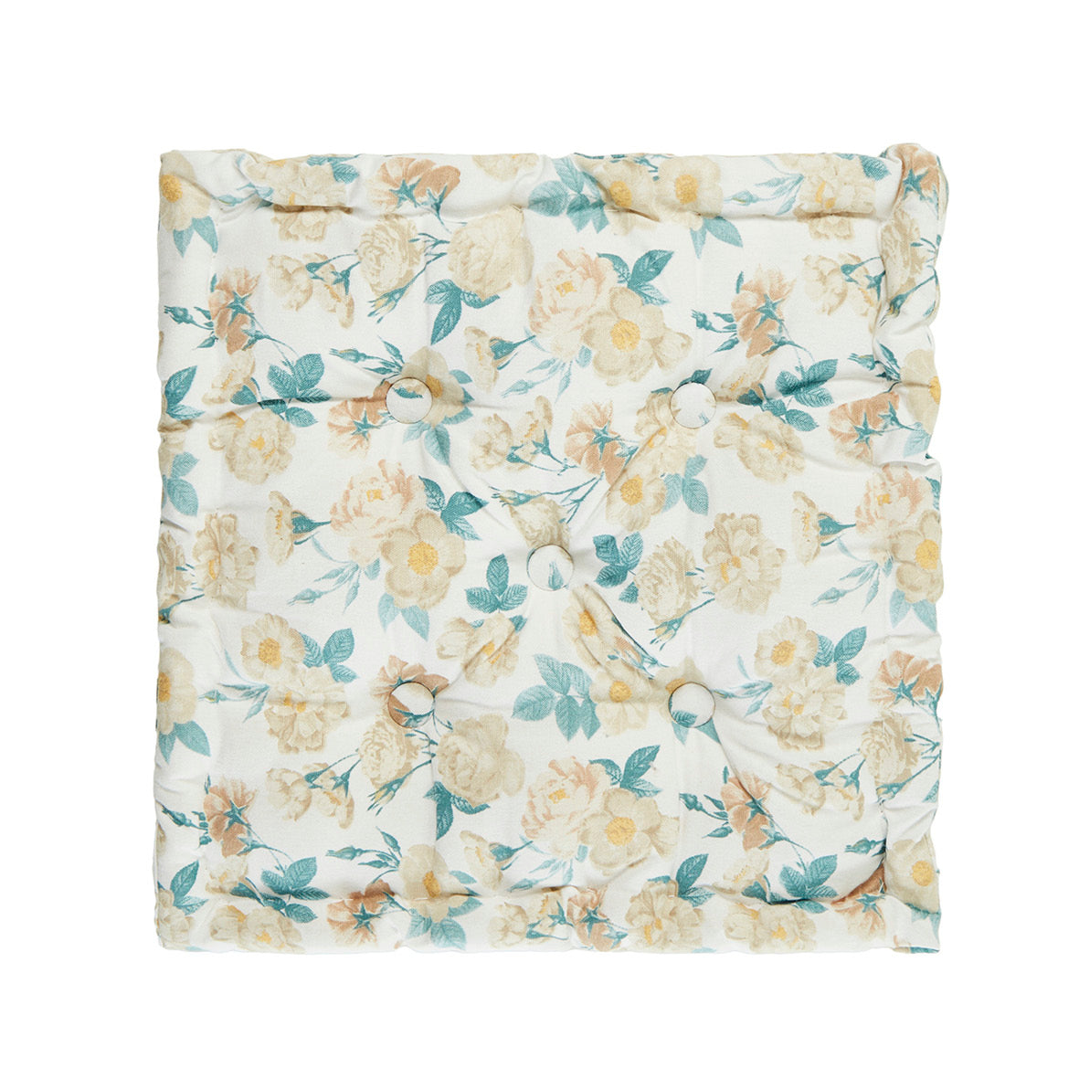 Floor cushion Calme floral White - 45 x 45 x 10 cm