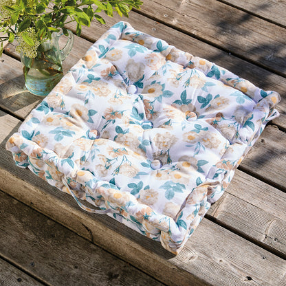 Floor cushion Calme floral White - 45 x 45 x 10 cm