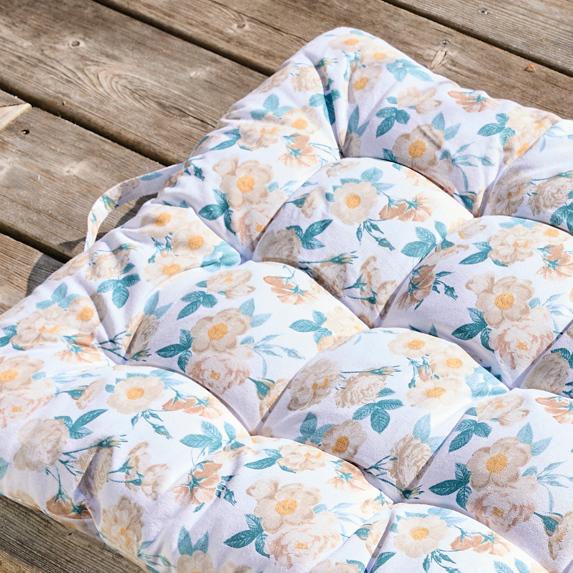 Floor mattress Calme floral White - 60 x 120 x 4 cm