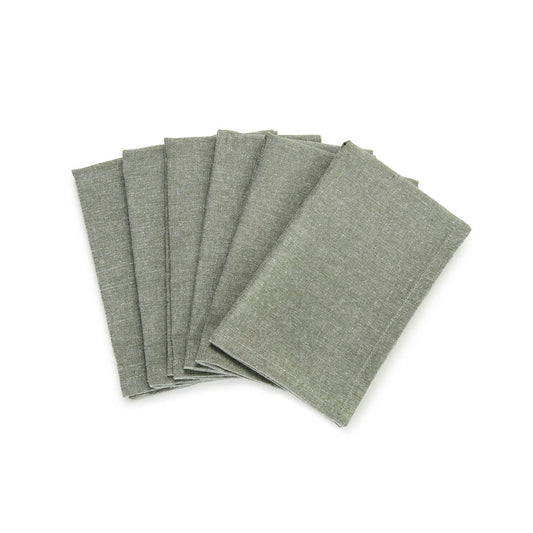 Set of 6 napkins Chambray Dark green - 40 x 40 cm