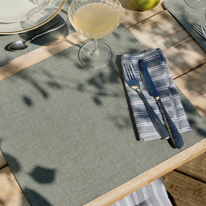 Set of 4 placemats Chambray Dark green - 40 x 35 cm