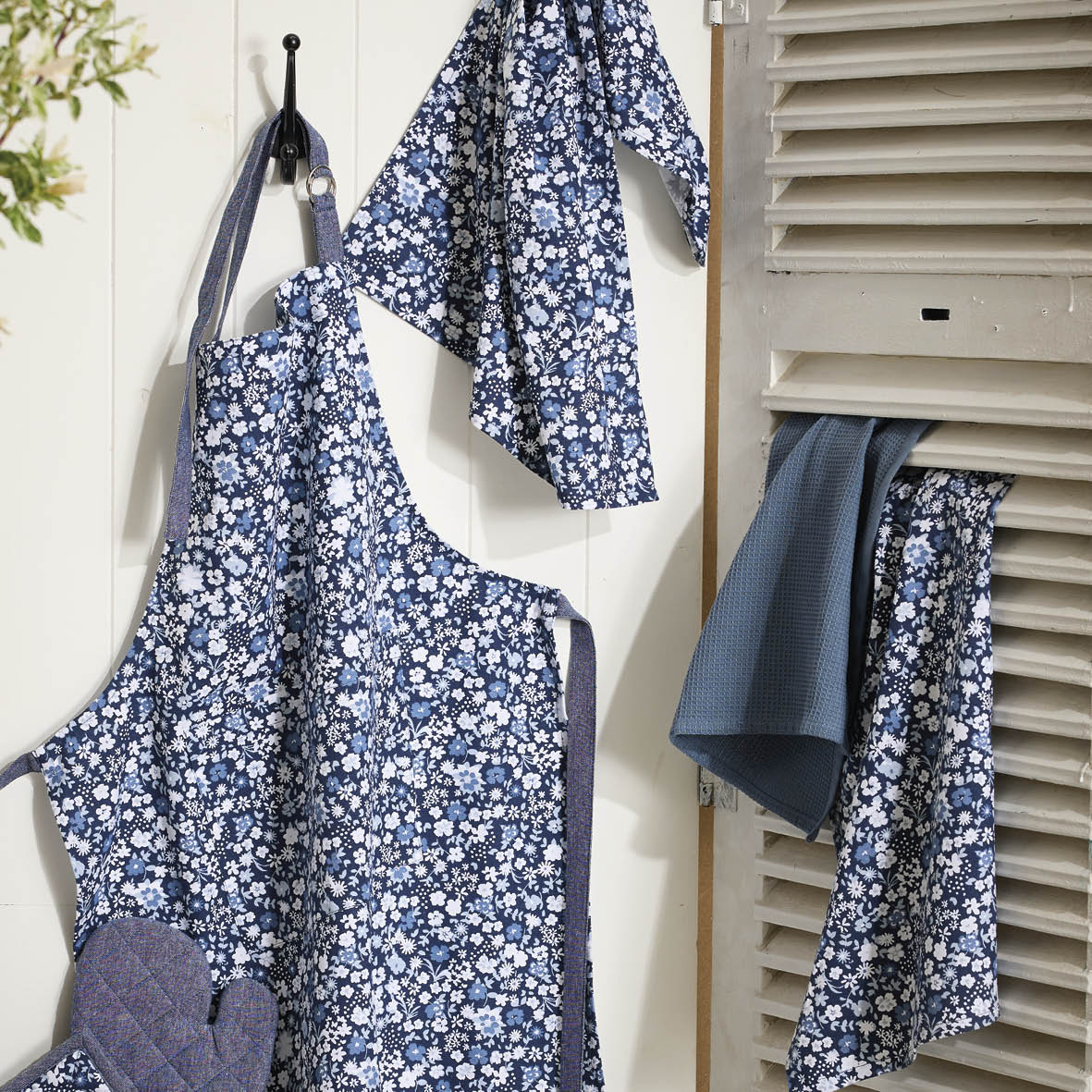 Set of 3 kitchen towels Fleurs de nuit Dark blue - 50 x 70 cm