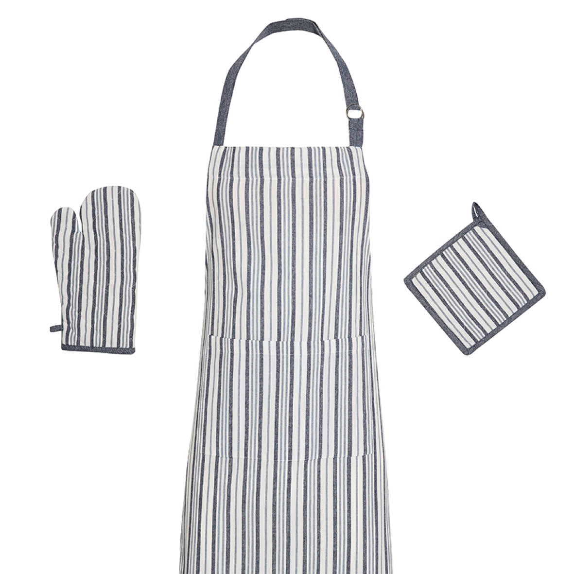 Set of apron, oven mitt and potholder Nina Blue - 60 x 90 cm + 17 x 32 cm + 20 x 20 cm