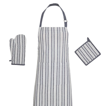 Set of apron, oven mitt and potholder Nina Blue - 60 x 90 cm + 17 x 32 cm + 20 x 20 cm