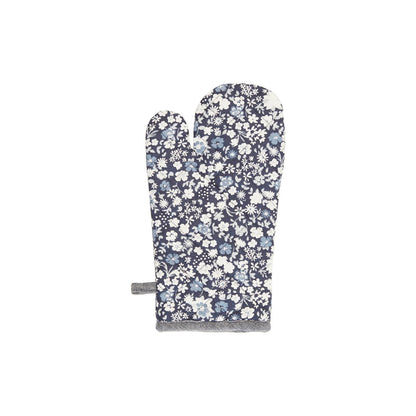 Set of apron, oven mitt and potholder Fleurs de nuit Dark blue - 60 x 90 cm + 17 x 32 cm + 20 x 20 cm