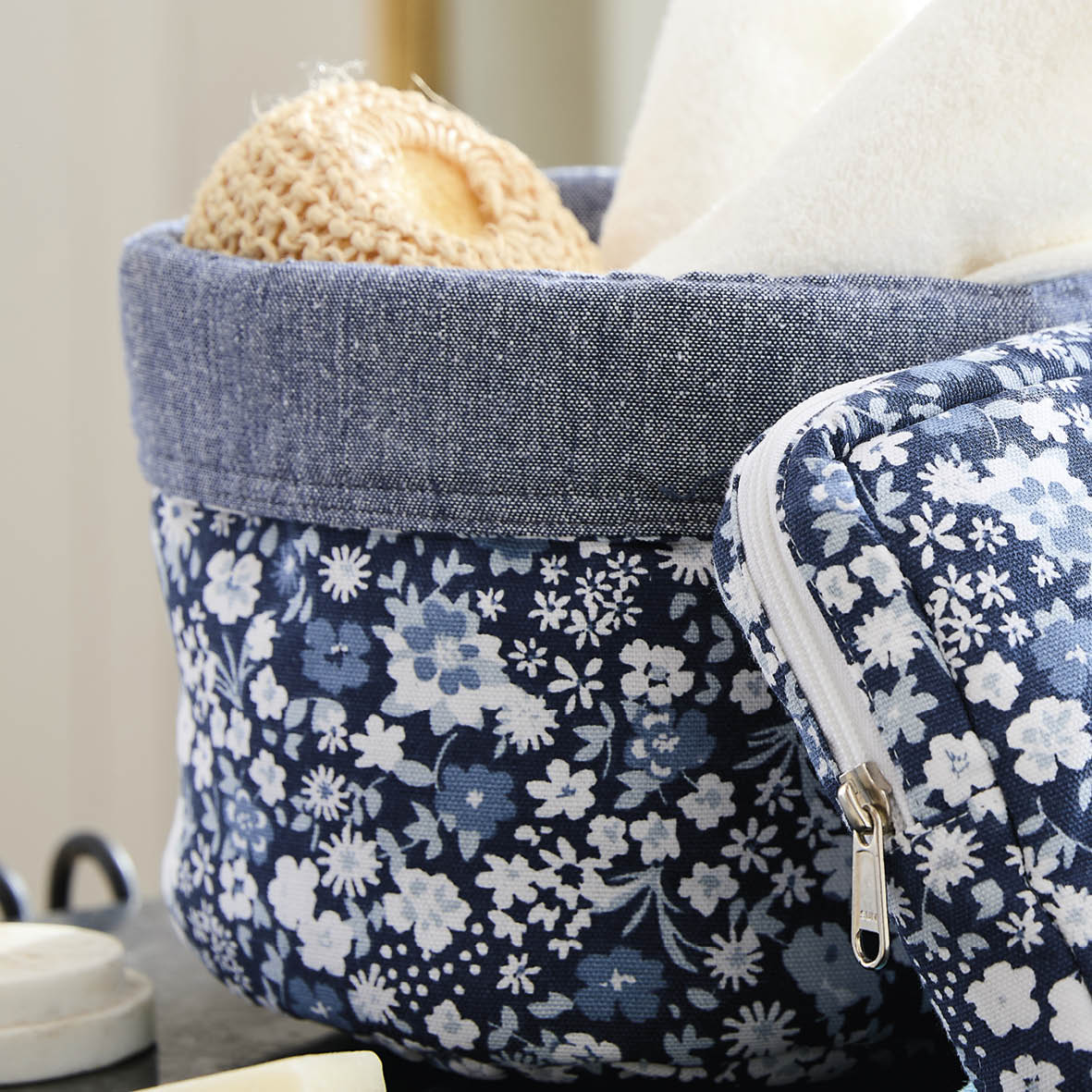 Bread basket Fleurs de nuit Dark blue - 20 x 21 cm