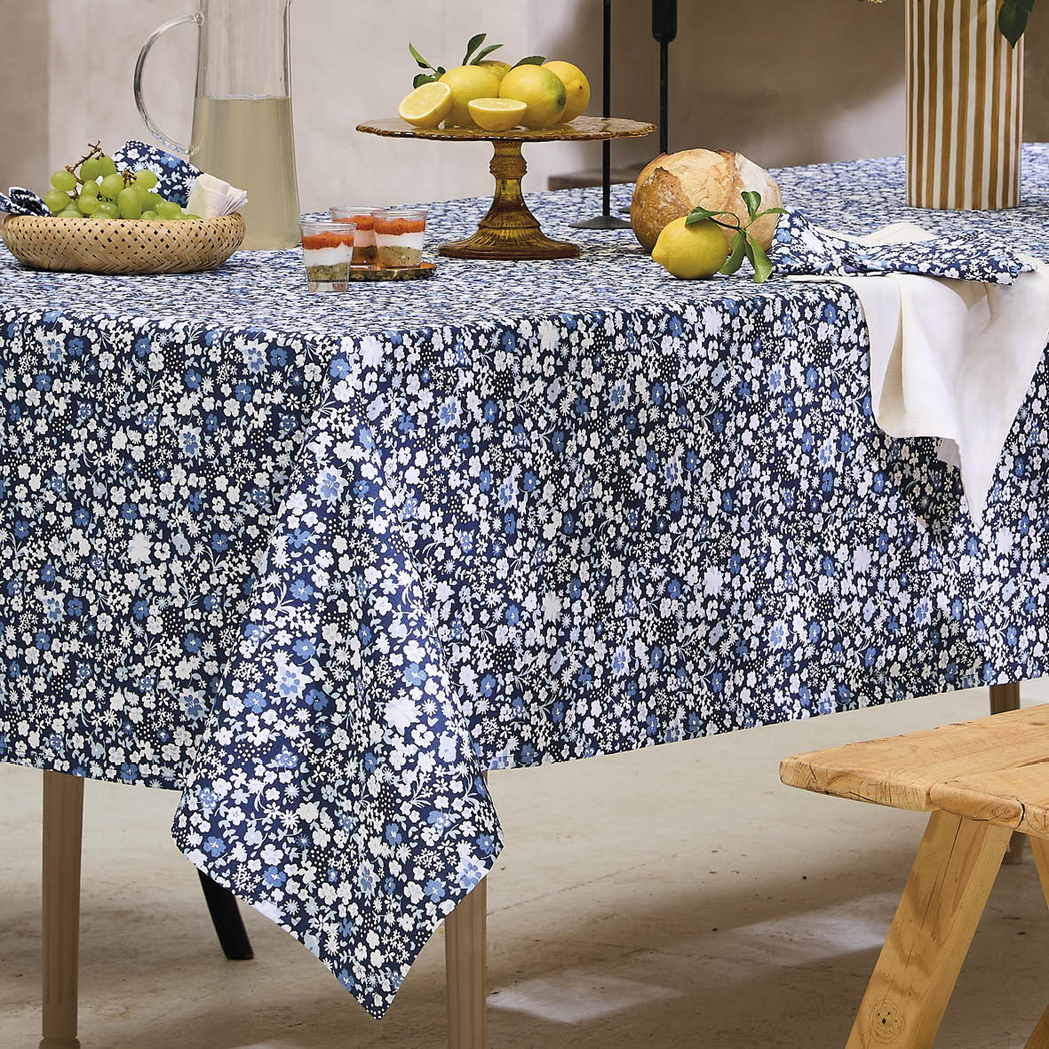 Tablecloth - Fleurs de nuit Dark blue