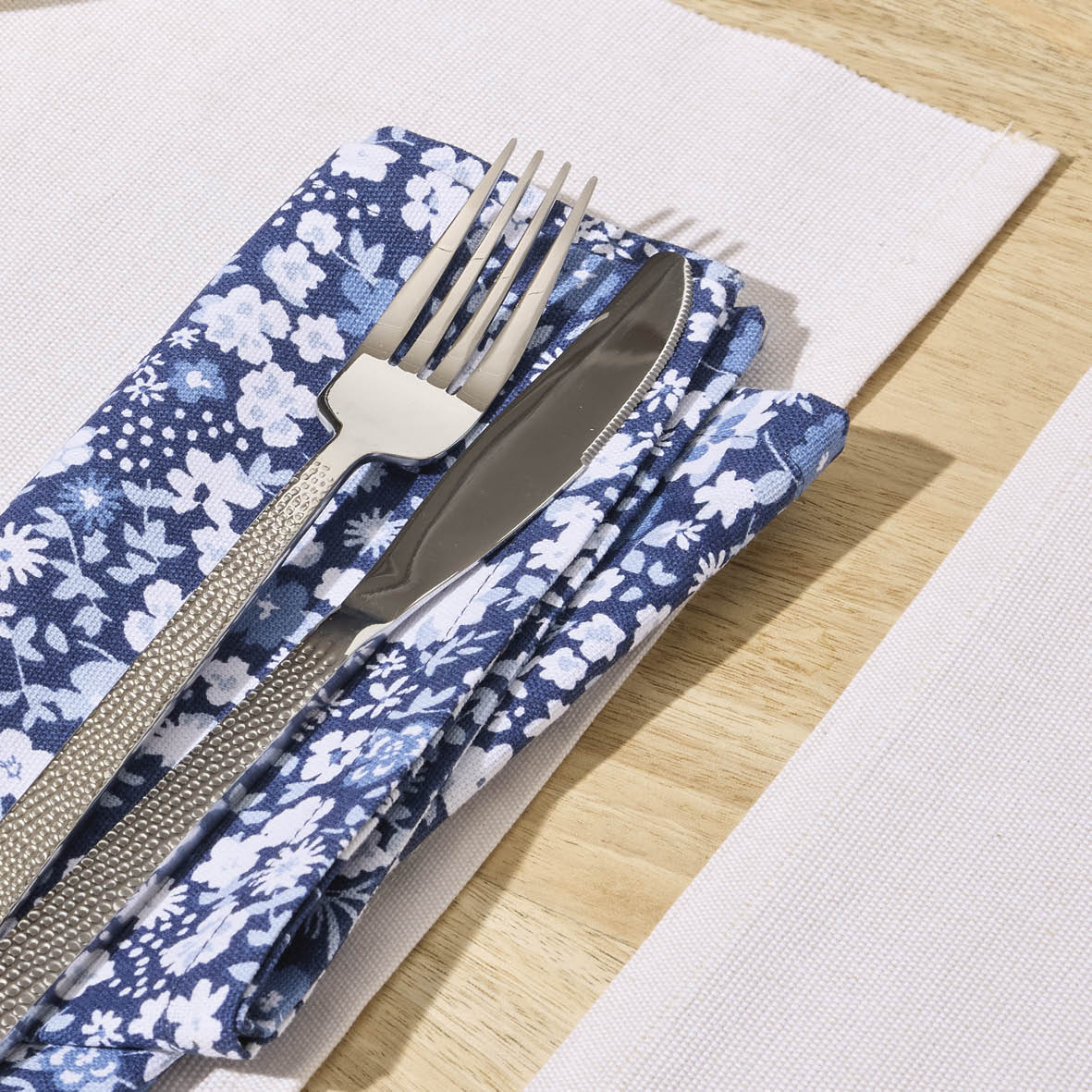 Set of 6 napkins Fleurs de nuit Dark blue - 40 x 40 cm