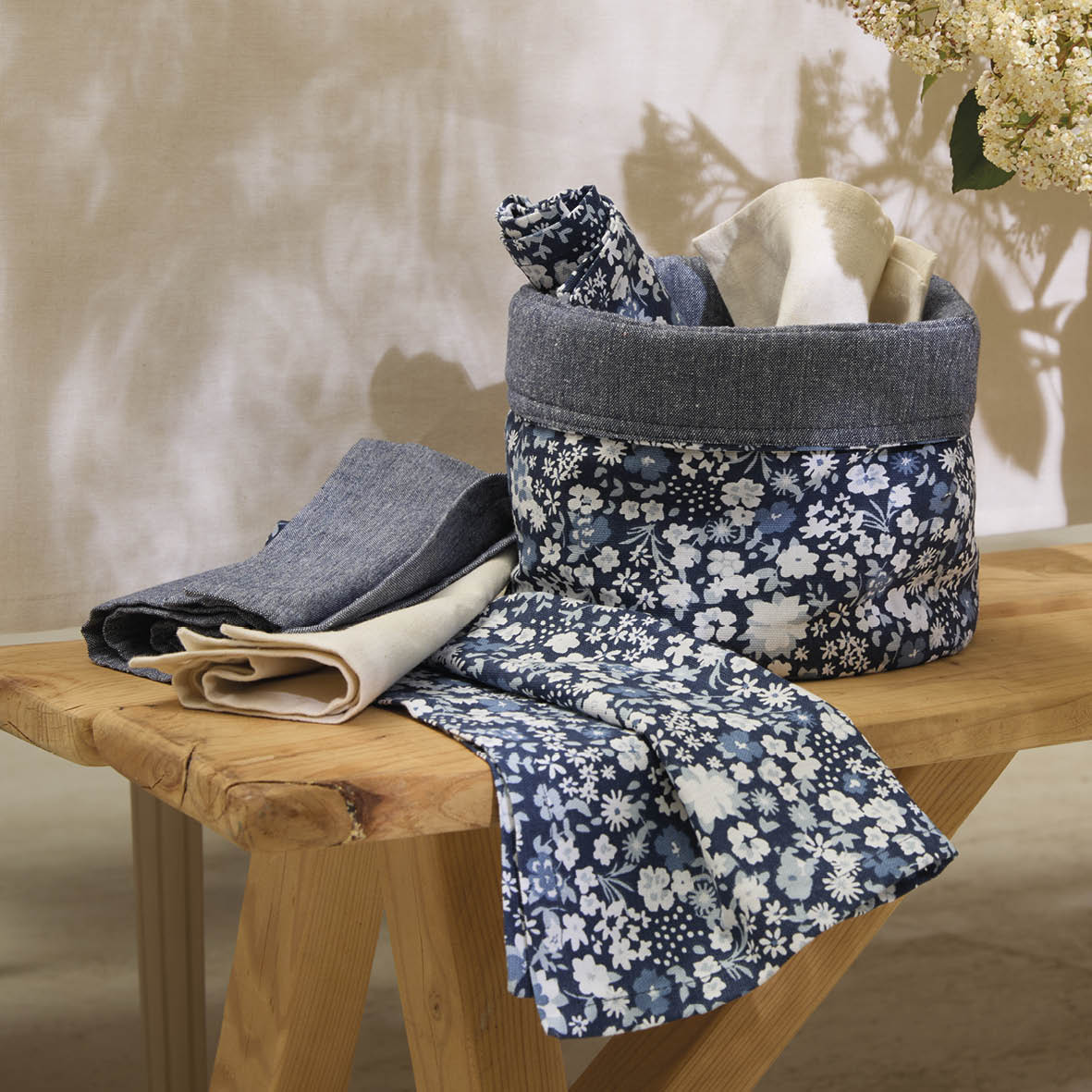 Set of 6 napkins Fleurs de nuit Dark blue - 40 x 40 cm