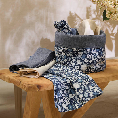 Set of 6 napkins Fleurs de nuit Dark blue - 40 x 40 cm