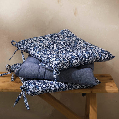 Chair cushion Fleurs de nuit Dark blue - 40 x 40 x 3 cm