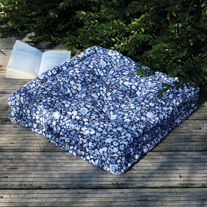 Floor cushion Fleurs de nuit Dark blue - 45 x 45 x 10 cm