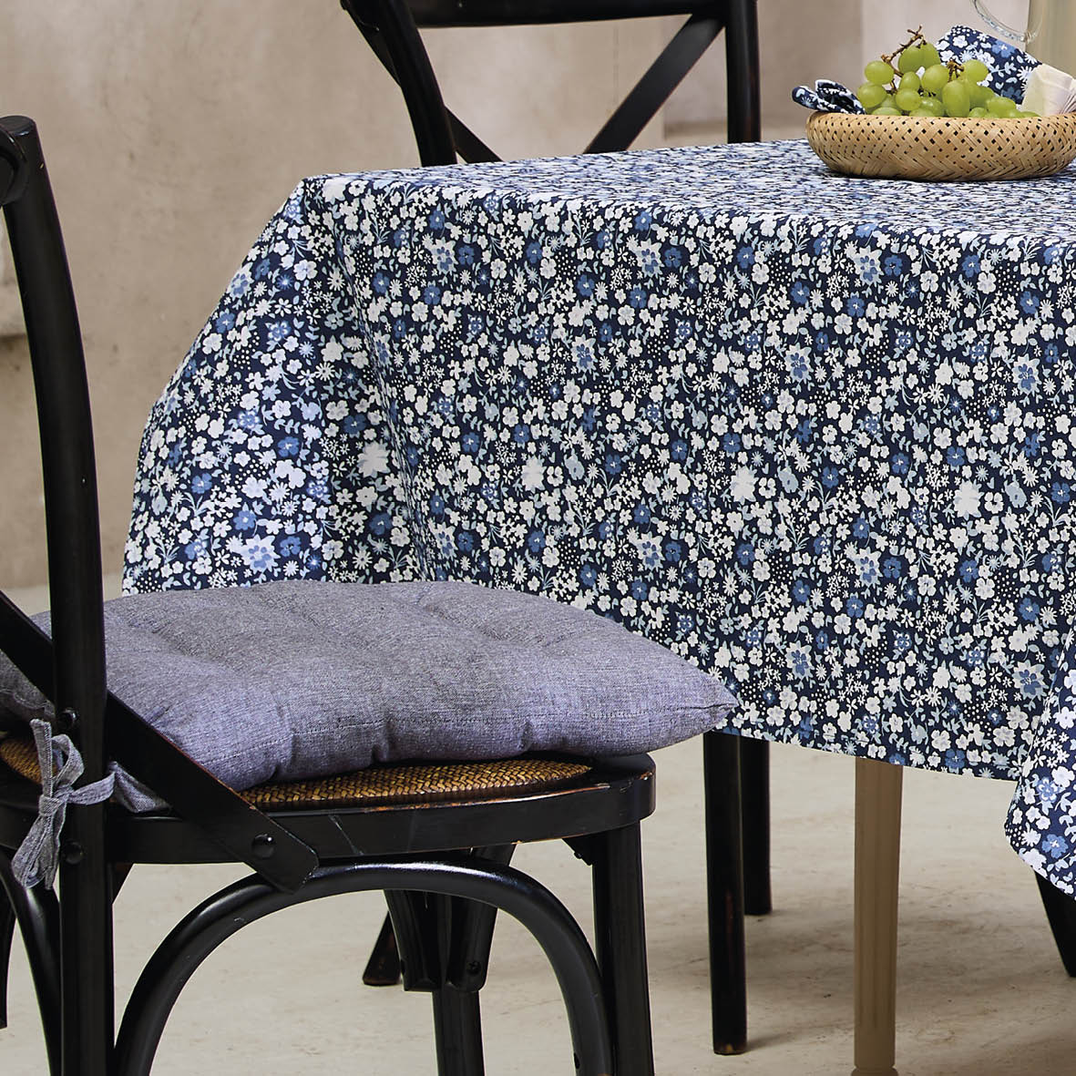 Chair cushion Chambray Dark blue - 40 x 40 x 3 cm