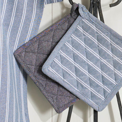 Set of apron, oven mitt and potholder  Chambray Dark grey - 60 x 90 cm + 17 x 32 cm + 20 x 20 cm