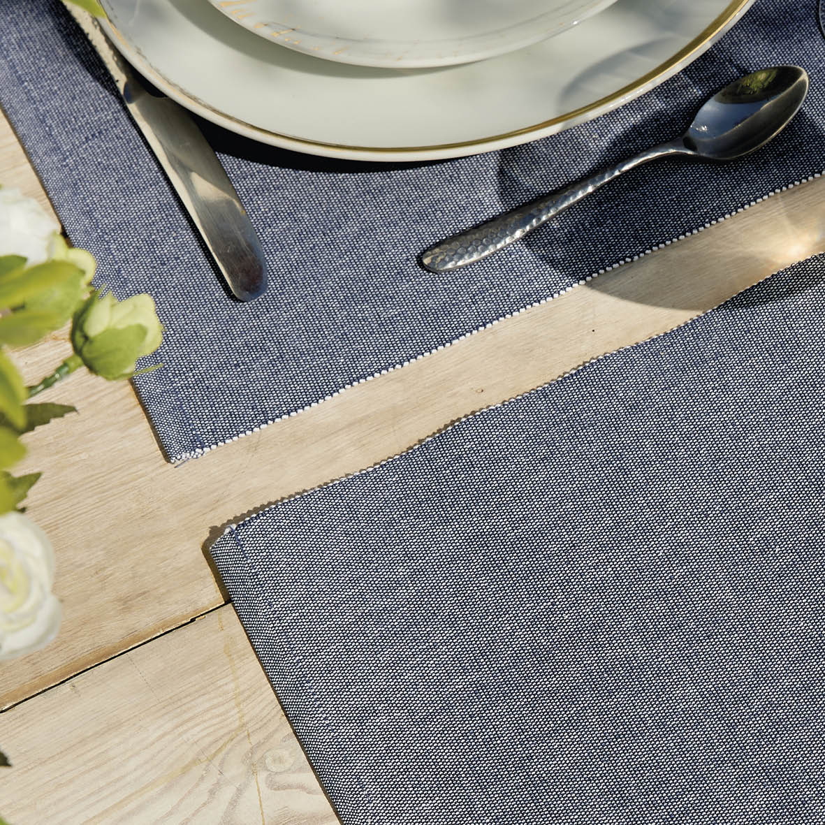 Set of 4 placemats Chambray Dark grey - 40 x 35 cm