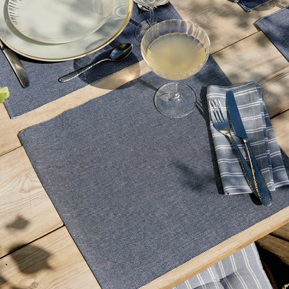 Set of 4 placemats Chambray Dark grey - 40 x 35 cm