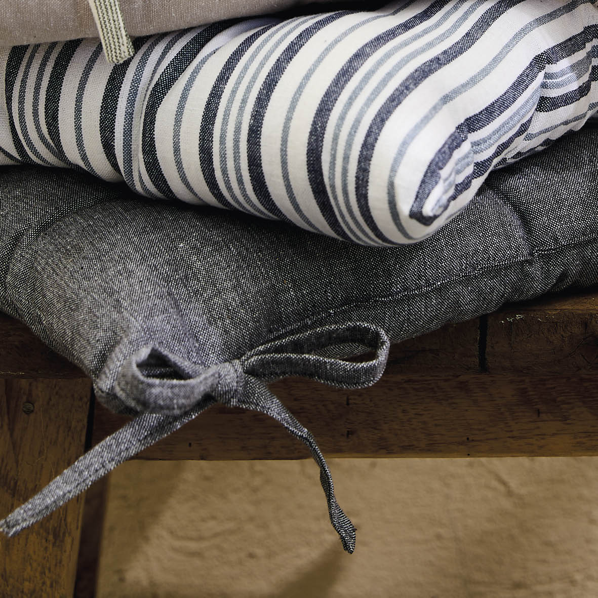 Chair cushion Chambray Dark grey - 40 x 40 x 3 cm