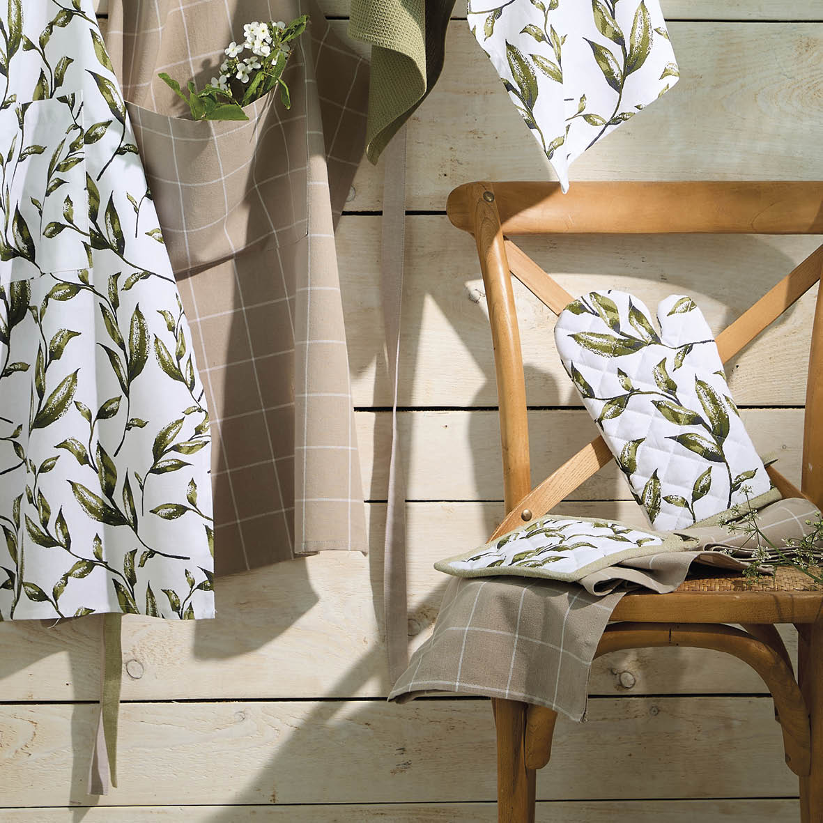 Set of 3 kitchen towels Aaron Taupe - 50 x 70 cm