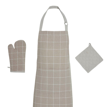 Set of apron, oven mitt and potholder - Aaron Taupe