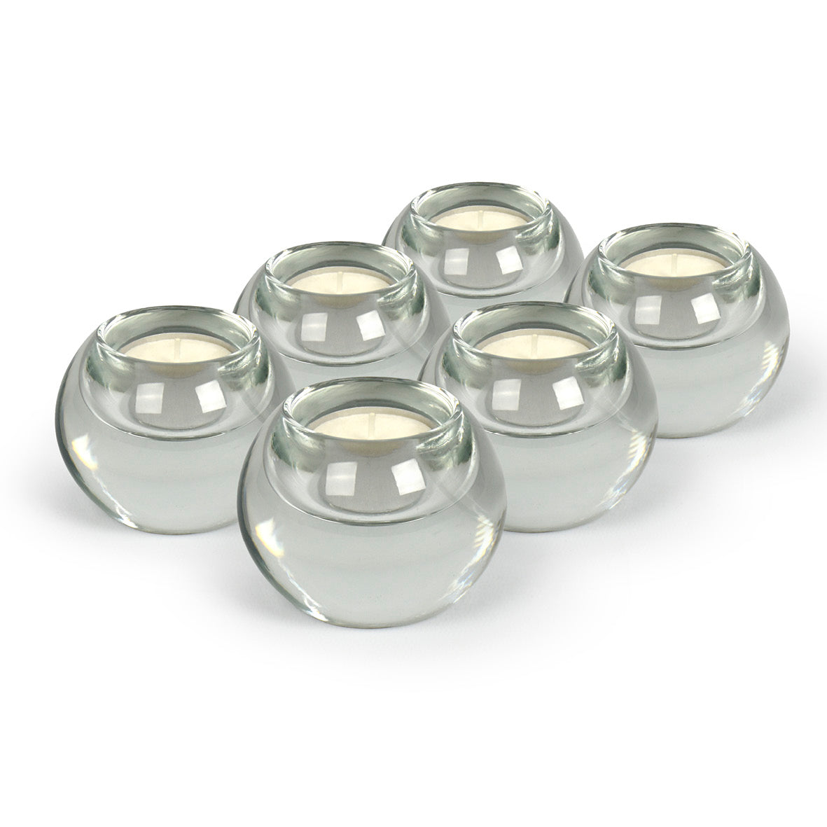 6 tealight holders with tealights Clear