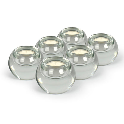 6 tealight holders with tealights Clear