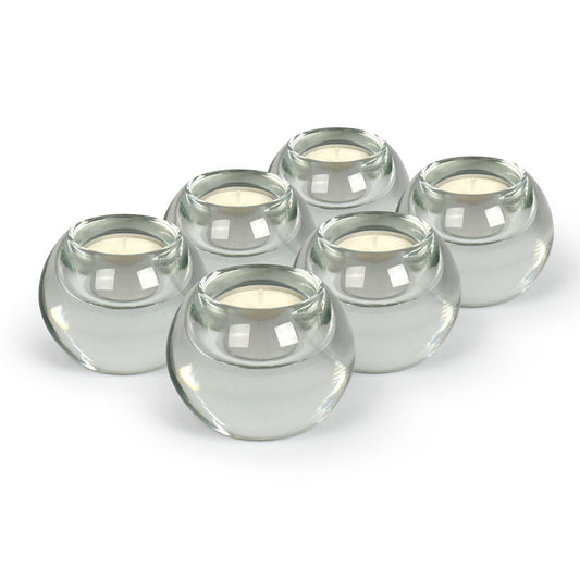 6 tealight holders with tealights Clear