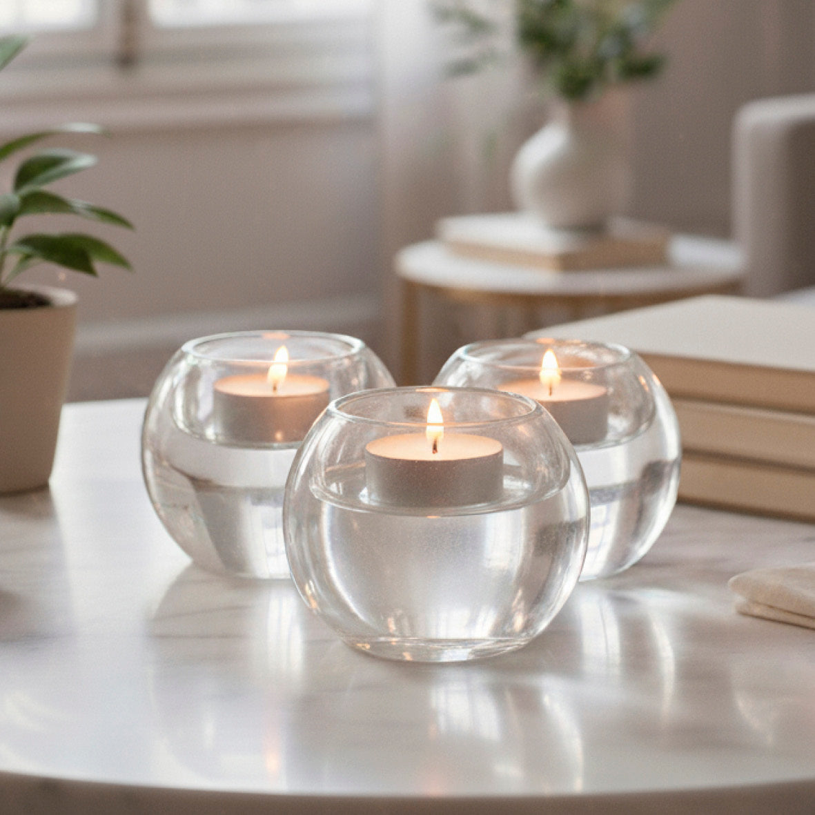 6 tealight holders with tealights